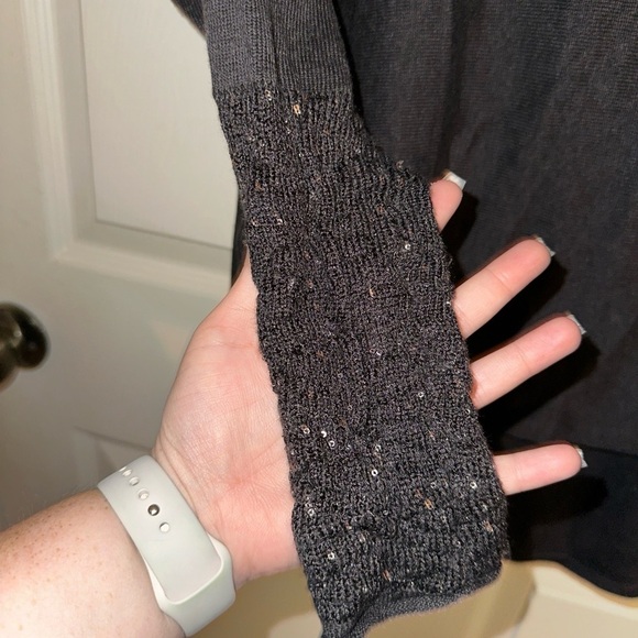 Stella carakasi women’s dark grey sequin sleeve sweater XS cotton wool cashmere - Picture 3 of 9